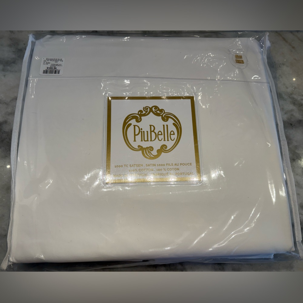 Piubelle Queen Sheet Set 1000TC Sateen 100% Cotton Portugal Luxury Hotel White